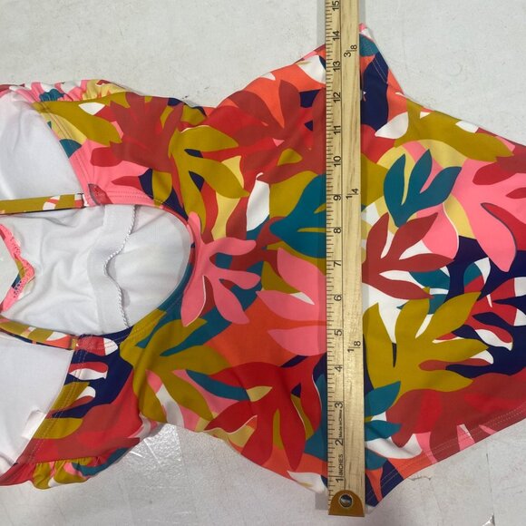 Womens Tropical Floral One-Piece Swimsuit With Adjustable Straps & Waist Tie Nyl - Picture 13 of 14